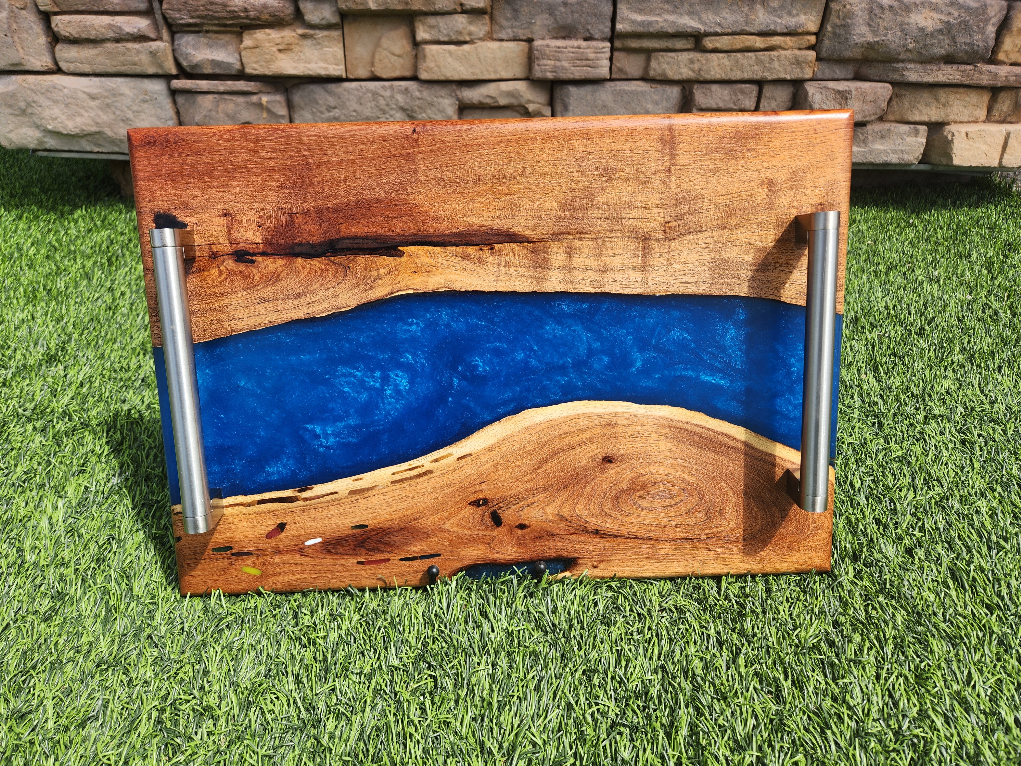 Blue Epoxy River Serving Tray