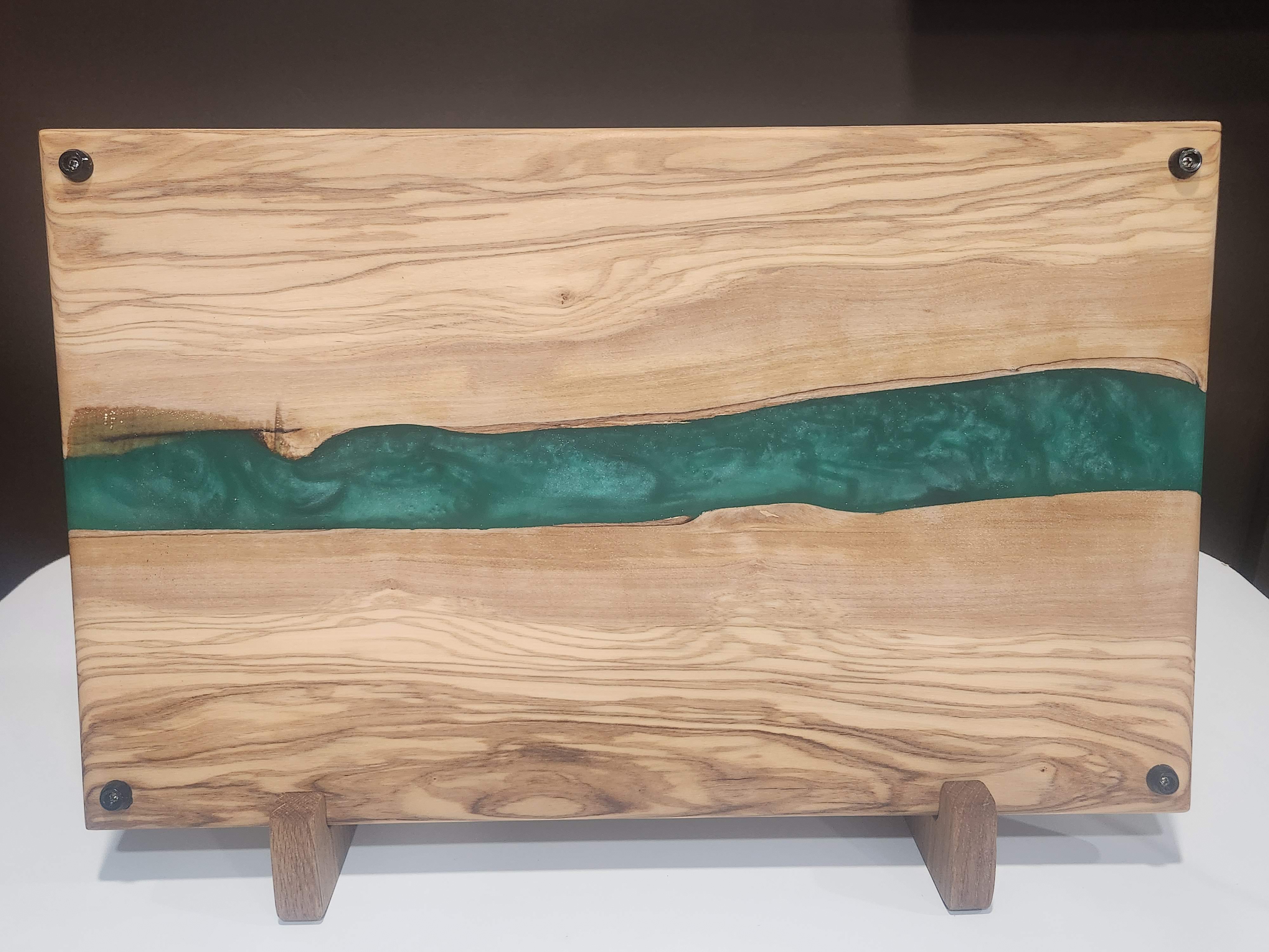Teal Epoxy River Cutting Board